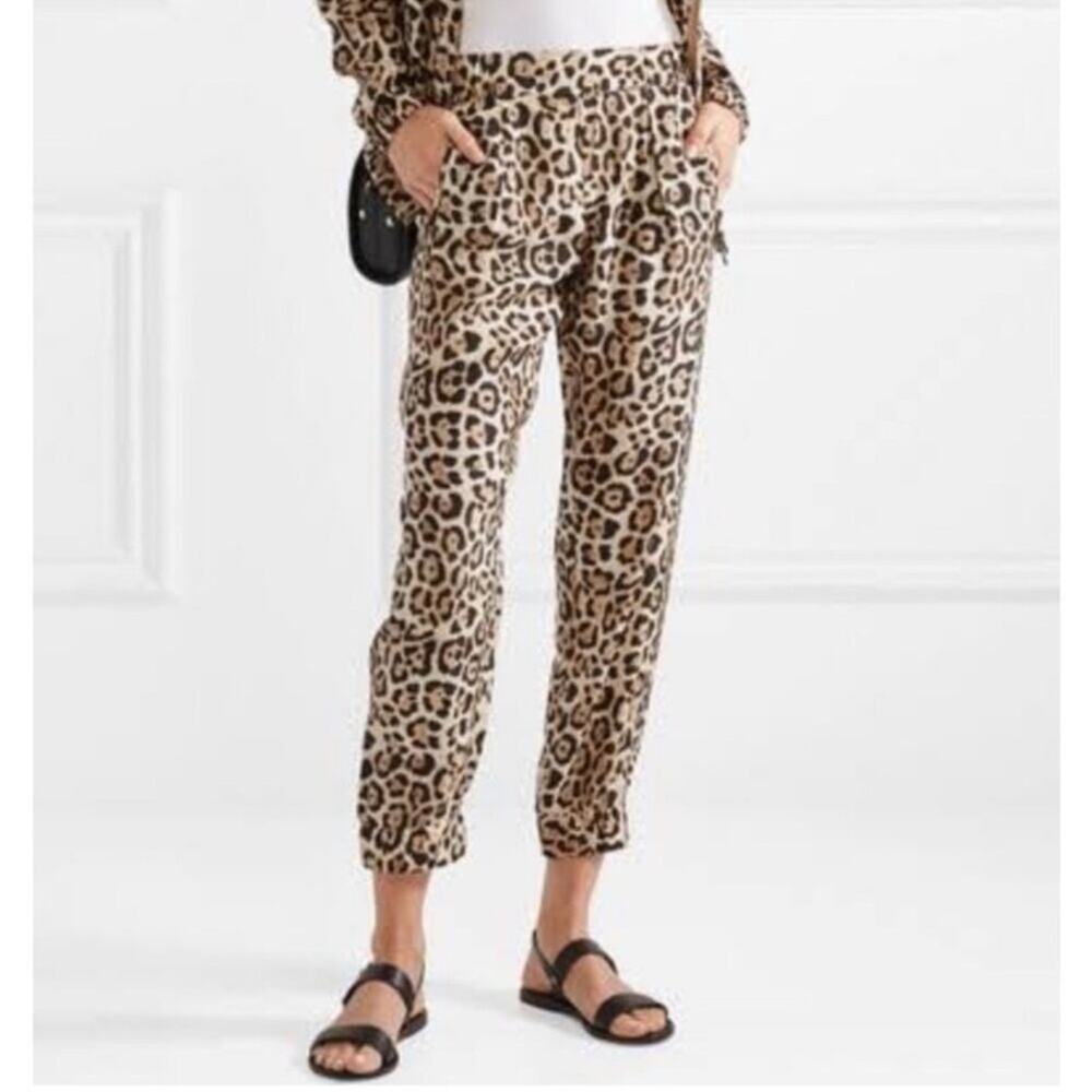 ATM Anthony Thomas Melillo Leopard Print Silk Cropped Joggers - Picture 2 of 9